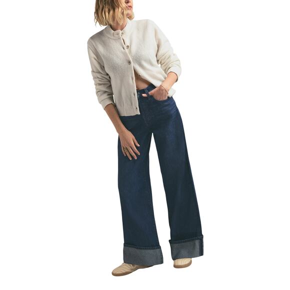 Favorite Daughter 'The Masha' Blue Cotton Cuffed Shortie Denim Jean Size 26 - Picture 1 of 5